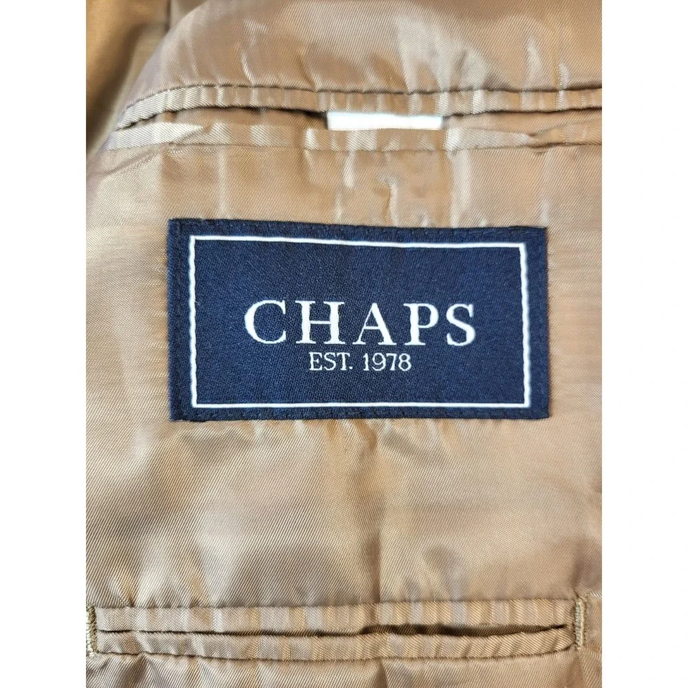 Chaps Tan/Brown Houndstooth Soft Single‎ Breasted 2 Button Front Blazer Size 42R